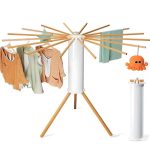 Raja Interiors Lotus Wooden Cloth Drying Stand (360° Foldable)